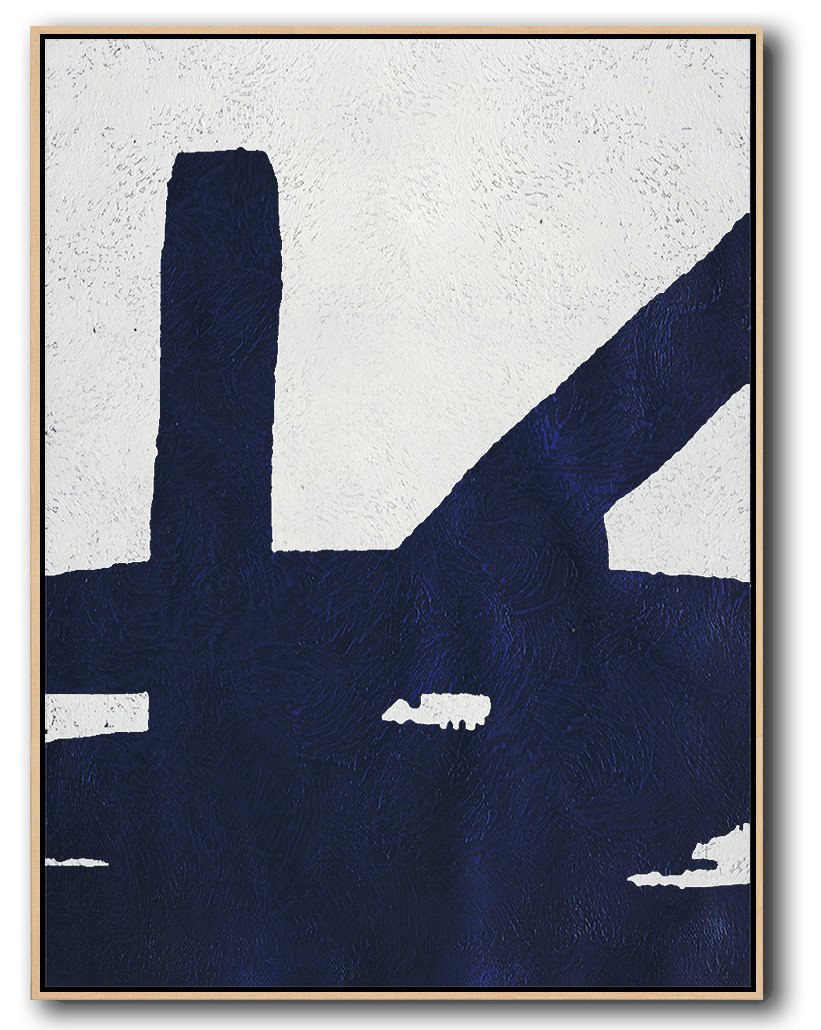 Buy Hand Painted Navy Blue Abstract Painting Online - Print Own Canvas Huge